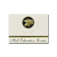 Hall Education Center (Houston, TX) Graduation Announcements, Presidential style, Basic package of 25 Cap & Diploma Seal. Black & Gold.