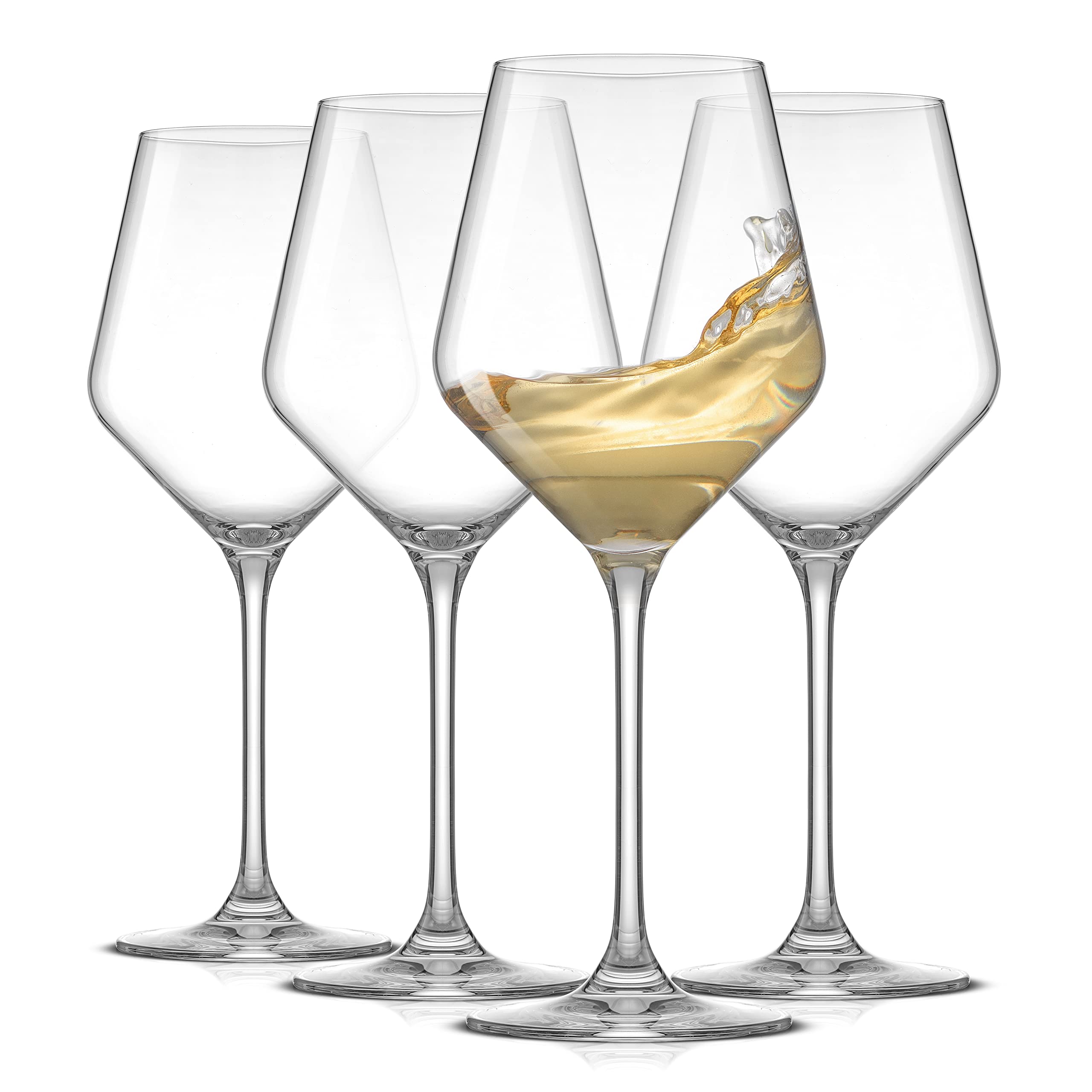 JoyJolt Layla White Wine Glasses, Set of 4 Italian Glasses, 13.5 oz Clear – Made in Europe