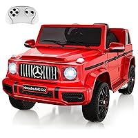 12V Kids Ride on Car, GAOMON Licensed Mercedes Benz G63 Electric Car w/Remote Control, Music, Spring Suspension, LED Light, Bluetooth, Horn, AUX, Safety Lock Battery Powered Electric Vehicle, Red