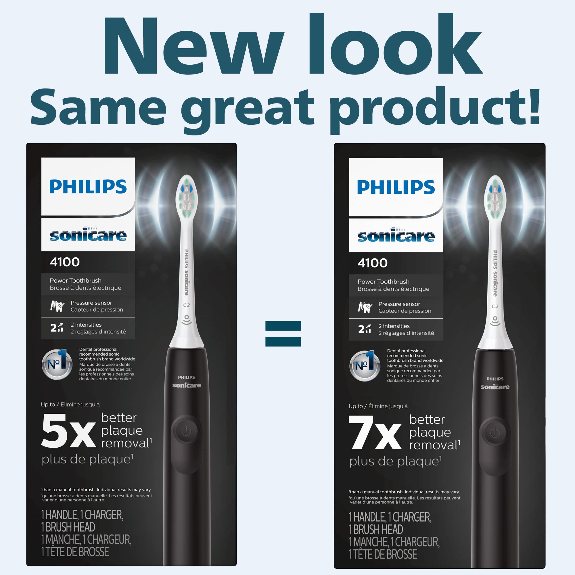 Philips Sonicare 4100 Power Toothbrush, Rechargeable Electric Toothbrush with Pressure Sensor, Black