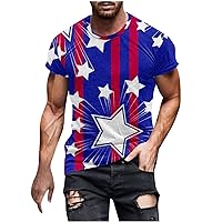 Mens Muscle Crewneck T Shirt 4th of July American Flag Graphic Tee Shirt Fitted Gym Workout Short Sleeve Tee Tops