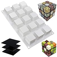 15 Cavities Magic Cube Silicone Mold Tray with Rank per Cavity 1.4x1.4x1.4inch