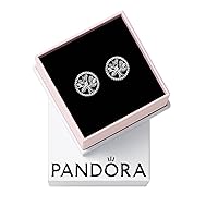PANDORA Jewelry Sparkling Family Tree Stud Earrings - Sterling Silver Earrings with Cubic Zirconia - Mother's Day Gift with Gift Box