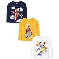 The Children's Place Baby Toddler Boys Long Sleeve Multi Color Graphic T-Shirt, 3 Pack