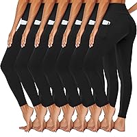 Syrinx 7 Pack Leggings for Women - High Waisted Tummy Control Soft Yoga Pants for Workout Running