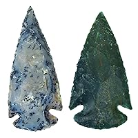 Reiki Healing Crystal Handmade Natural Arrowhead Set of 2 Spearhead Agate Stone