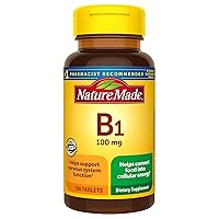 Nature Made Vitamin B1 100mg, Dietary Supplement for Energy Metabolism Support, 100 Tabletss, 100 Day Supply.