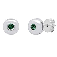 Dazzlingrock Collection Round Lab Created Gemstone Ladies Solitaire Bezel Set Stud Earrings, Available In 10K/14K/18K Gold & 925 Sterling Silver