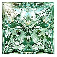 Loose Moissanite 2 Carat, Green Color Diamond, VVS1 Clarity, Princess Cut Brilliant Gemstone for Making Engagement/Wedding/Ring/Jewelry/Pendant/Earrings/Necklaces Handmade Moissanite