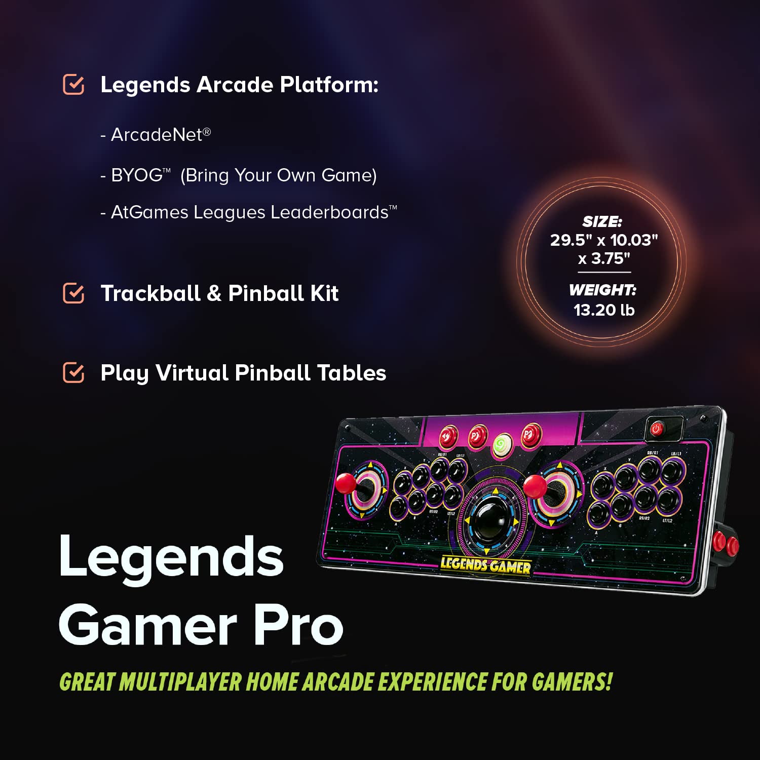 Legends Gamer Pro, Deluxe Table Top Arcade Game Machine, Home Arcade, Classic Retro Video Games, 150 Licensed Arcade & Games, Includes Action Fighting Puzzle Sports & More, WiFi Connectivity