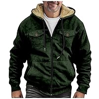 Men's Thickened Sherpa Lined Jacket Coats Western Winter Warm Jackets with Pockets Comfy Vintage Fleece Loose Hoodies