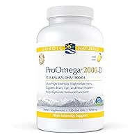 Nordic Naturals ProOmega 2000-D, Lemon Flavor - 120 Soft Gels - 2150 mg Omega-3 + 1000 IU D3 - - Ultra High-Potency Fish Oil - EPA & DHA - Brain, Heart, Joint, & Immune Health - Non-GMO - 60 Servings