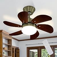Glitzerlife Ceiling Fan with Lighting and Remote Control Quiet - Ceiling Light Diameter 75 cm 6 Blades Fan with Single Light Ceiling Light Fan Summer / Winter for Bedroom Living Room / Warning