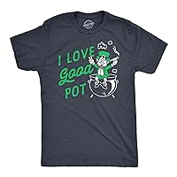 Mens Funny T Shirts I Love Good Pot St Patricks Day Graphic Tee for Guys