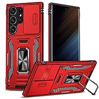 Case for Samsung Galaxy S23/s23plus/s23ultra, Heavy Duty Shockproof Protective Phone Case, with Sliding Camera Cover, Stand, 360 Degree Rotatable Kickstand,Red,S23 Ultra 6.8''