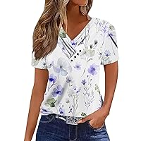 Holiday Short Sleeve Lounge Tops Ladys Basketball Cozy V Neck T Shirts Womens Fit