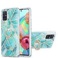 XYX Case Compatible with Samsung A71 4G, Stylish Shiny Marble TPU Slim Full-Body Protective Cover with 360 Rotating Ring Kickstand for Galaxy A71 4G, Blue