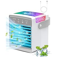 Portable Air Conditioner, 4 in 1 Evaporative Air Cooler with 300ml Water Tank, 2-8 H Timing Touch Screen Portable Air Cooler, Air Conditioner Portable for Car Home Camping Room