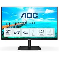 AOC 27B2DA 27 inch IPS Monitor - Full HD 1080p, 4ms Response, Built In Speakers, HDMI, DVI