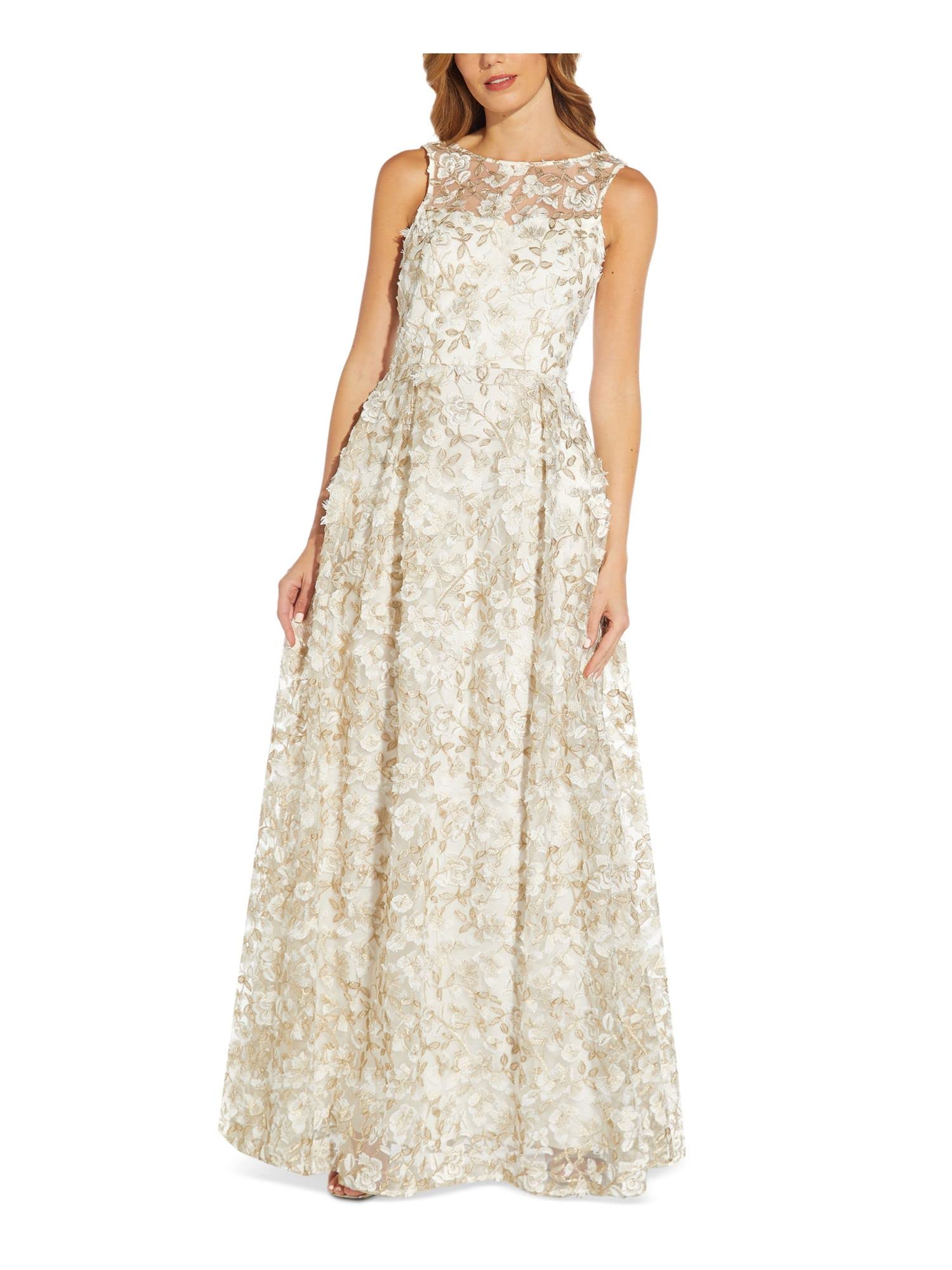 Adrianna Papell Women's Metallic Floral Gown