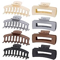 Mehayi 8 Pack Large Matte Hair Claw Clips, 2 Styles Nonslip Medium Cute Jaw Clips Strong Hold for Women Girls Thick Thin Fine Long Hair, Fashion Acrylic Hair Clamps Hair Styling Accessories