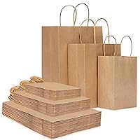 Moretoes 135pcs Brown Kraft Paper Bags with Handles Bulk, Gift Bags Assorted Size Retail Bags for Small Business, Shopping Bags, Party Favor Bags, Merchandise Bags