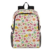 ALAZA Colorful Cute Cartoon Rainbow Sun Flower Fruit Packable Backpack Travel Hiking Daypack