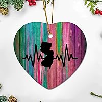 Personalized 3 Inch Heartbeat States New Jersey White Ceramic Ornament Holiday Decoration Wedding Ornament Christmas Ornament Birthday for Home Wall Decor Souvenir.
