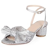 MUCCCUTE Women's Bow Knot Heeled Sandals Ankle Buckle Strap Chunky Heeled Open-toe Comfortable Wedding Party Fashion Heeled Sandals…