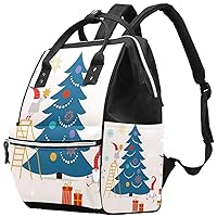 Cartoon Santa Claus and Tree Diaper Bag Backpack Baby Nappy Changing Bags Multi Function Large Capacity Travel Bag
