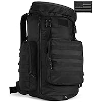Protector Plus Tactical Hiking Daypack 70-85L Military MOLLE Assault Backpack Army Traveling Camping Pack Bug Out Bag Outdoor Rucksack (Rain Cover & Patch Included),Black