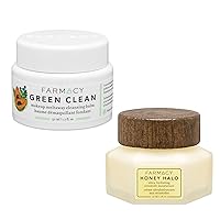 Farmacy Travel-Size Green Clean and Honey Halo 1.7oz Bundle - Cleansing Balm Makeup Remover & Ceramide Face Moisturizer