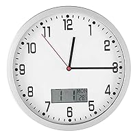 Wall Clock with Digital Date,Wall Clock, Day of Week and Temperature Meter, £¨Round £©Home Office Bedroom Decoration, Wall Clock,Wall Clock with Digital Date, Day of WeWall Clock Wall Clock Tempera
