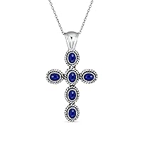 Bling Jewelry South Western Style Stabilized Turquoise Rope Bezel Set Cross Pendant Necklace For Women .925 Sterling Silver More Colors