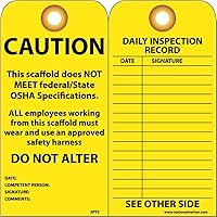 NMC SPT2 CAUTION - DO NOT ALTER Tag - [Pack of 25] 3 in. x 6 in. 2 Side Cardstock Inspection Tag with Grommet, Black Text on Yellow Base