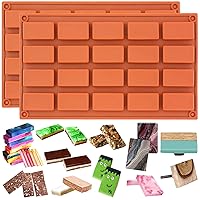 20 Cavities Rectangular Cake Pan Soap Candy Chocolate Bar Silicone Molds 2 in Set