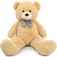 Giant Big Teddy Bear 4 Feet 47 inch Life Size Tan Plush Bear Brown Stuffed Animal for Children Boyfriend