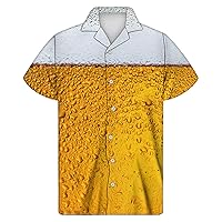 Men's Turn-Down Collar Shirts Casual Lapel Short Sleeve Cuffs Button Port Floral Shirt Sand Beach Tops