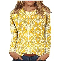 Business Casual Tops for Women, Women's Fashion Casual Printing Round Neck Pullover Long Sleeve Top