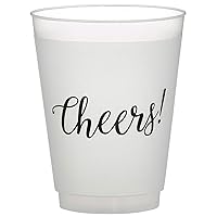 SB Design Studio Sips Drinkware-16-Ounce Frosted Plastic Cups, 8-Count, Cheers (D2205)