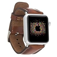 VENOULT iWatch Series 9-1, Compatible with Apple Watch Ultra 2-1 Bands for Man or Women 45mm, 44mm, 41mm, 40mm, Series 8-1 Dark Brown Genuine Leather Bull Strap, HANDMADE