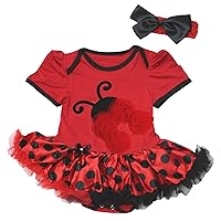 Petitebella Ladybug Red Bodysuit Red Polka Dots Tutu Baby Dress Nb-18m
