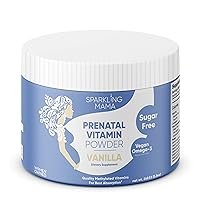 Sparkling Mama Prenatal Vitamin Smoothie Powder, Sugar Free. Vegan DHA & EPA, Fully Absorbable Folate-5-MTHF, Magnesium, Calcium, Vitamin D, Vitamin C and Choline – Vanilla Flavor, 8.8 Oz