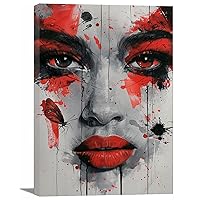 Modern Abstract Canvas Wall Art Print, Abstract Woman Black Large Wall Decor Abstract Artwork Pictures for Living Room, Bedroom, Bathroom, Office - 50x70cm(20x28in) Framed