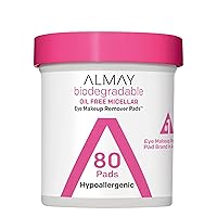 Almay Biodegradable Makeup Remover Pads, Micellar Gentle, Hypoallergenic, Fragrance-Free, Dermatologist & Ophthalmologist Tested, 80 count (Pack of 1)