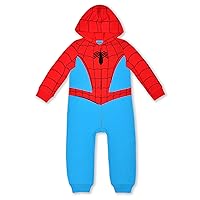 Marvel Hulk, Captain America, Iron Man or Spider-Man Boys Zip Up Hooded Coverall for Infant and Toddler