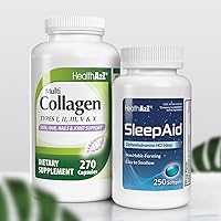 HealthA2Z® Sleep & Rejuvenate Combo Sleep Aid 50mg Diphenhydramine HCl (250 Softgels) Multi Collagen Pills, 1735 mg (270 Collagen Capsules) – Bundle Deal!
