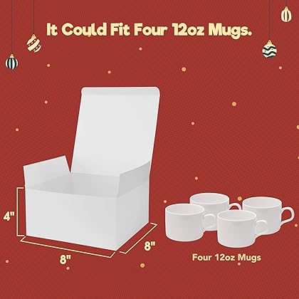 MESHA 8x8x4'' White Gift Boxes with Lids, Recyclable Paper Bridesmaid Proposal Boxes 10 PC, Bulk Gift Box for Mother's Day, White Boxes for Wrapping Gifts