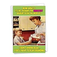 NobleWorks - Happy Mother's Day Card with Envelope - Funny, Retro Greeting Card for Mom, Stepmom - Ask Grandma 0222