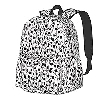 Black And White Dot Print Pattern Backpack Print Shoulder Canvas Bag Travel Large Capacity Casual Daypack With Side Pockets